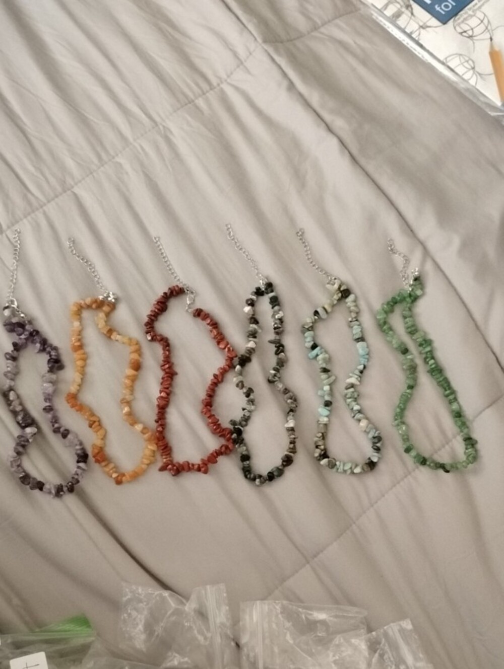 Gemstone Chip Necklaces. 1 For $10 Blue